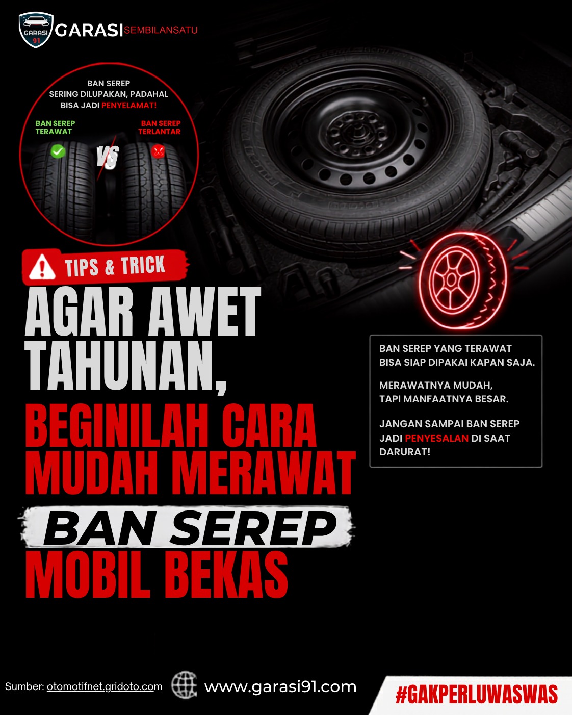 Agar Awet Tahunan, Begini Cara Mudah Merawat Ban Serep Mobil