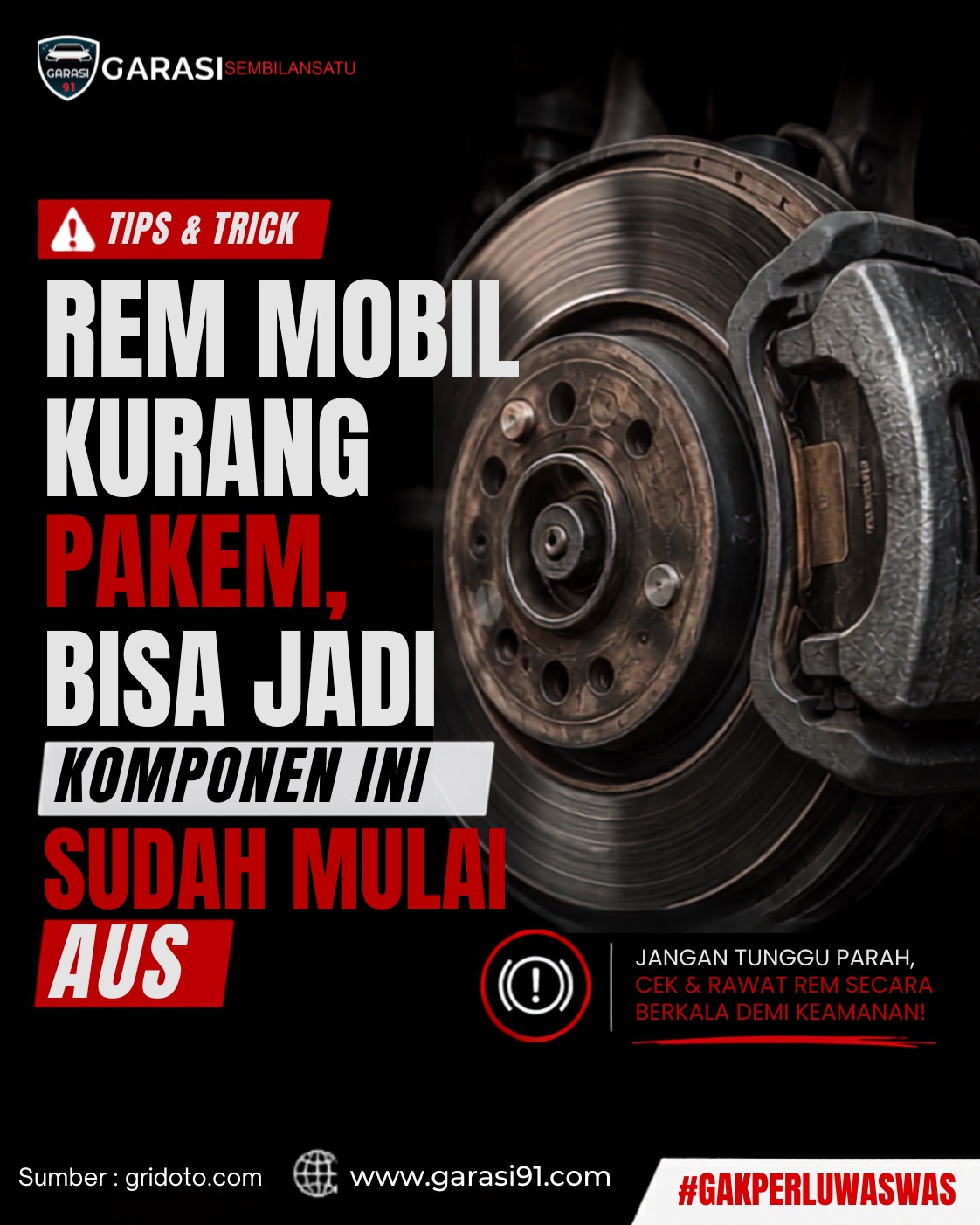 Rem Mobil Kurang Pakem? Bisa Jadi Komponen Ini Sudah Mulai Aus