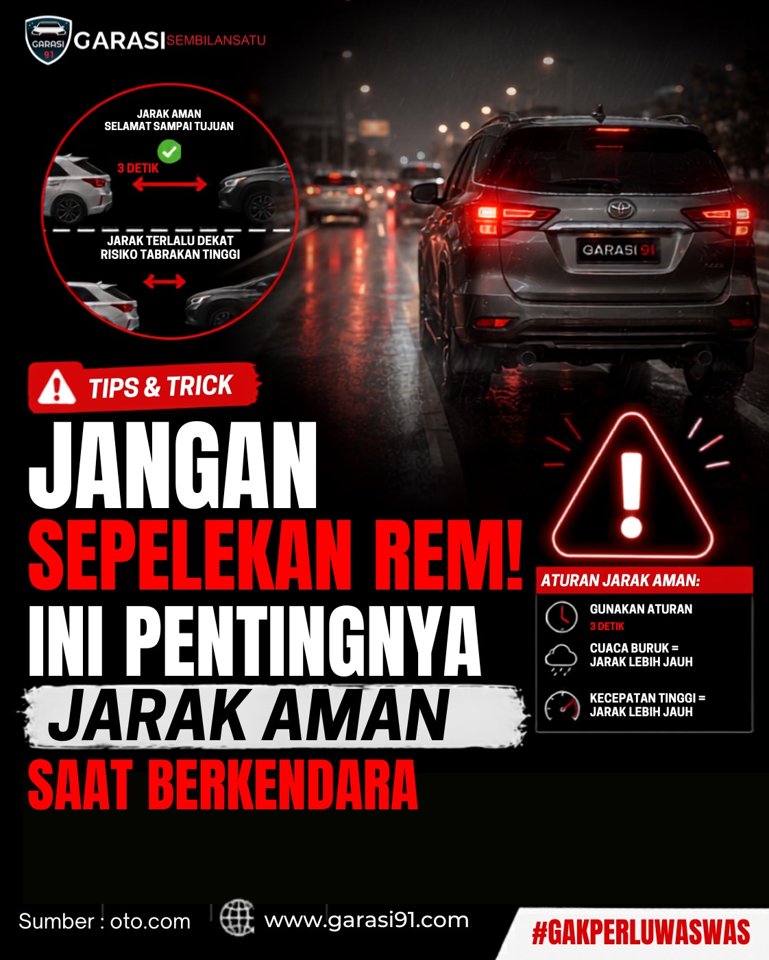 Jangan Sepelekan Rem! Ini Pentingnya Menjaga Jarak Aman Saat Berkendara