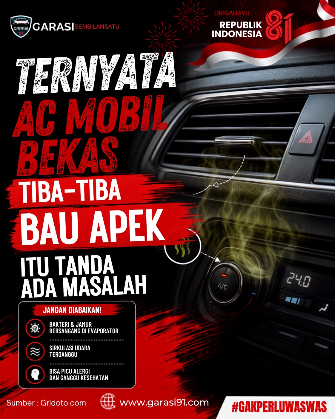 Ternyata AC Mobil Bekas Tiba-Tiba Bau Apek Itu Tanda Ada Masalah