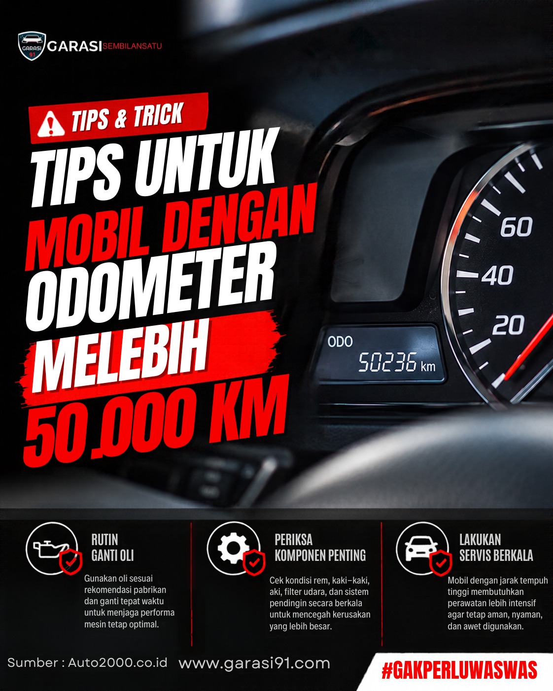 Tips Merawat Mobil dengan Odometer di Atas 50.000 Km agar Tetap Prima