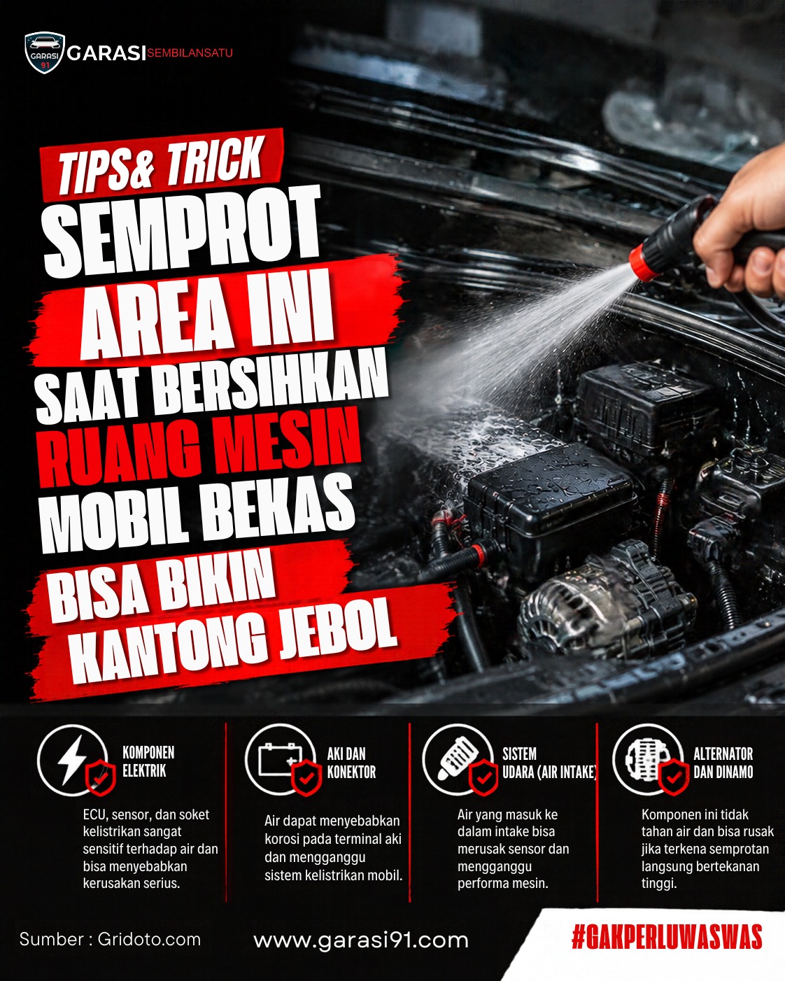 Hindari Semprot Area Ini Saat Membersihkan Ruang Mesin Mobil Bekas, Bisa Bikin Kantong Jebol!
