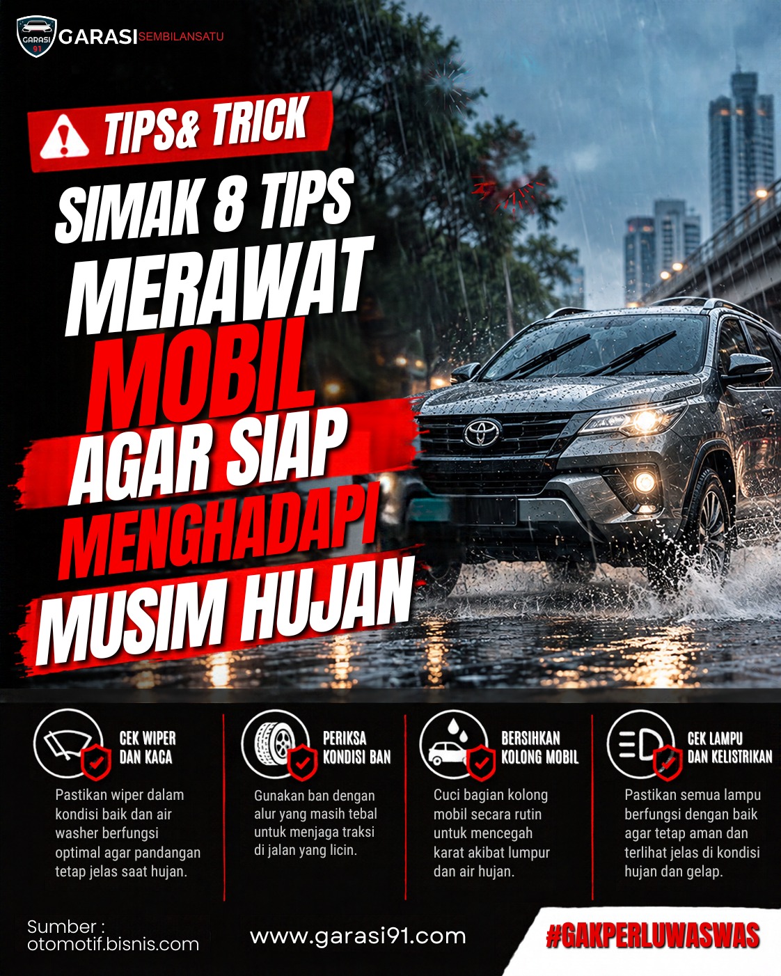 8 Tips Merawat Mobil agar Siap Menghadapi Musim Hujan