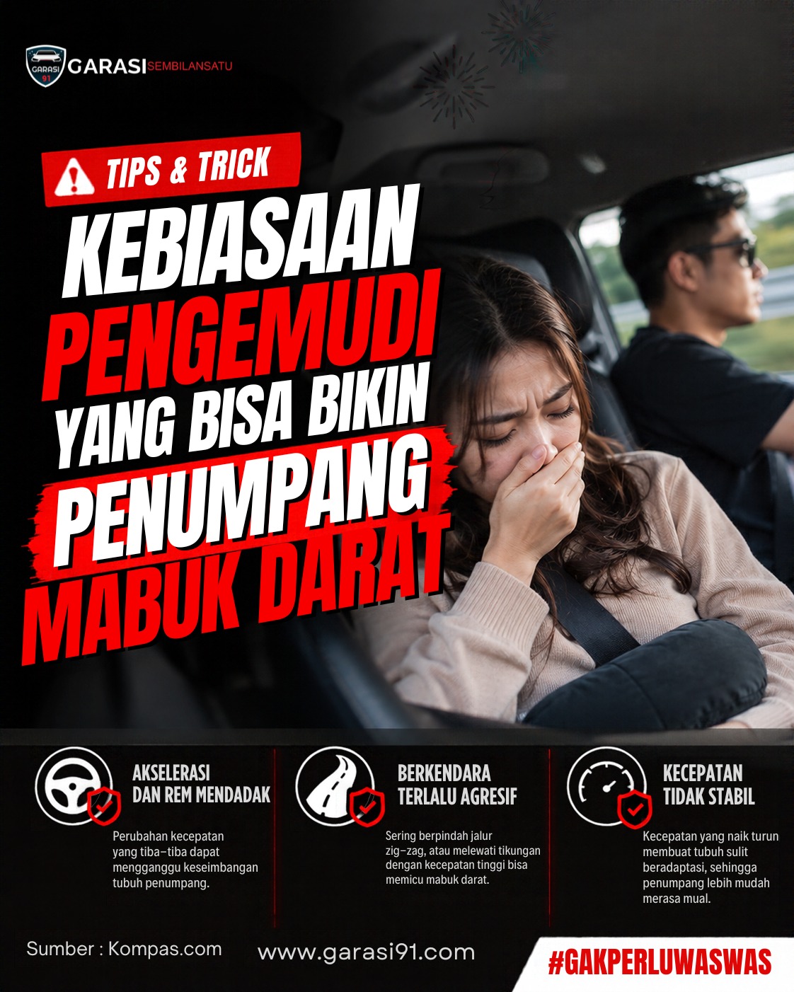 Kebiasaan Pengemudi yang Bisa Bikin Penumpang Mabuk Darat